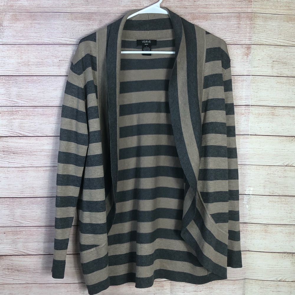 Verve Ami Open Front Striped Cardigan SzL‎